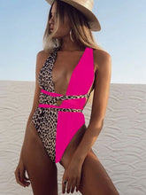 Load image into Gallery viewer, Womens Swimsuit-Tied Leopard Plunge One-Piece Swimwear | swimsuit
