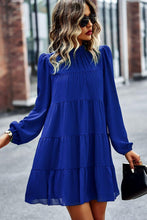 Load image into Gallery viewer, Womens Mini Dress-Tied Ruffle Collar Puff Sleeve Mini Dress | Dress
