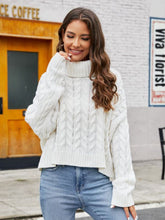 Load image into Gallery viewer, Womens Sweater-Turtle Neck Cable-Knit Sweater
