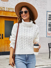 Load image into Gallery viewer, Womens Sweater-Turtle Neck Cable-Knit Sweater
