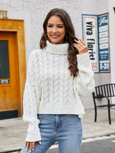 Load image into Gallery viewer, Womens Sweater-Turtle Neck Cable-Knit Sweater
