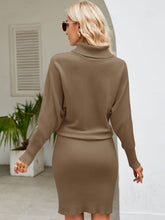 Load image into Gallery viewer, Womens Sweater Dress-Turtle Neck Long Sleeve Ribbed Sweater Dress
