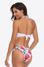 Load image into Gallery viewer, Womens Swimsuit-Two-Tone Fringe Trim Tied Bikini Set
