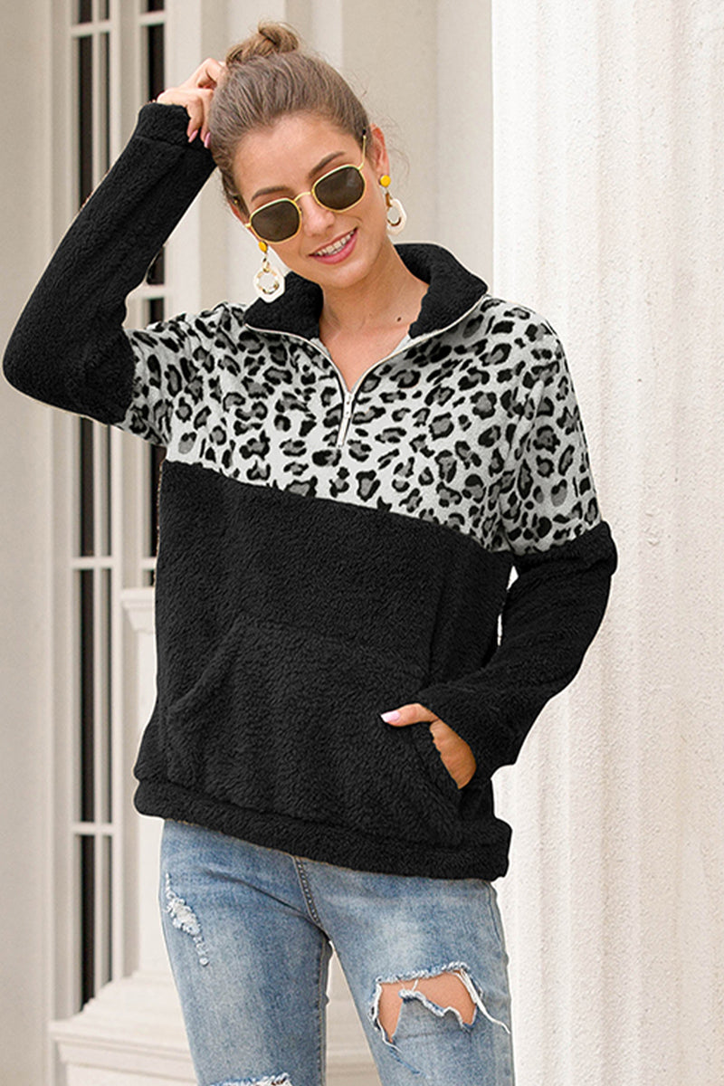 Womens Sweatshirt-Two-Tone Zip-Up Turtle Neck Sweatshirt | Coat & Jacket & Cardigan