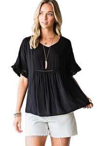 Womens Blouse-V-Neck Flounce Sleeve Baby Doll Blouse | Tops/Blouses & Shirts