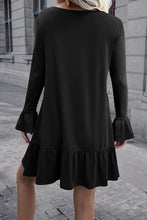 Load image into Gallery viewer, Womens Mini Dress-V-Neck Flounce Sleeve Ruffle Hem Mini Dress
