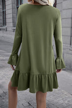 Load image into Gallery viewer, Womens Mini Dress-V-Neck Flounce Sleeve Ruffle Hem Mini Dress
