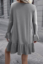 Load image into Gallery viewer, Womens Mini Dress-V-Neck Flounce Sleeve Ruffle Hem Mini Dress
