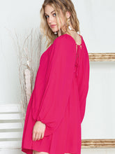 Load image into Gallery viewer, Womens Mini Dress-V-Neck Long Sleeve Mini Dress | Dresses
