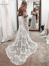 Load image into Gallery viewer, Vintage Lace Country Beach Wedding Dress Broke Girl Philanthropy
