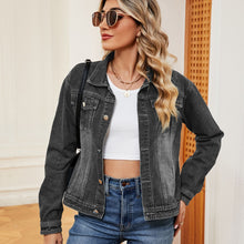 Load image into Gallery viewer, Womens Denim Jacket-Washed Blue Jean Denim Jacket | Denim Jacket
