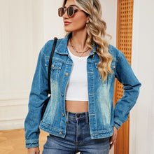 Load image into Gallery viewer, Womens Denim Jacket-Washed Blue Jean Denim Jacket | Denim Jacket
