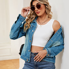 Load image into Gallery viewer, Womens Denim Jacket-Washed Blue Jean Denim Jacket | Denim Jacket
