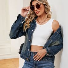 Load image into Gallery viewer, Womens Denim Jacket-Washed Blue Jean Denim Jacket | Denim Jacket
