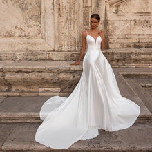 Load image into Gallery viewer, White Satin A-Line Wedding Dress | Simple &amp; Elegant Broke Girl Philanthropy
