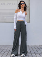 Load image into Gallery viewer, Womens Pants-Wide Leg Cargo Womens Pants
