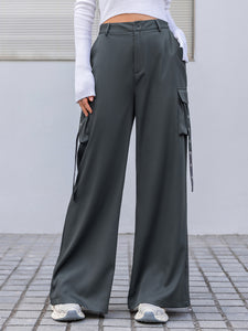 Womens Pants-Wide Leg Cargo Womens Pants