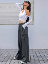 Load image into Gallery viewer, Womens Pants-Wide Leg Cargo Womens Pants
