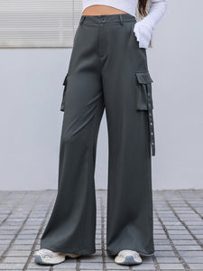 Womens Pants-Wide Leg Cargo Womens Pants