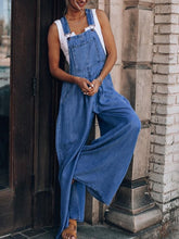 Load image into Gallery viewer, Womens Denim Overalls-Wide Leg Blue Denim Overalls | denim overalls
