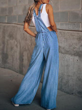 Load image into Gallery viewer, Womens Denim Overalls-Wide Leg Blue Denim Overalls | denim overalls
