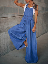 Load image into Gallery viewer, Womens Denim Overalls-Wide Leg Blue Denim Overalls | denim overalls
