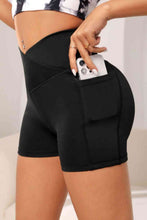 Load image into Gallery viewer, Womens Activewear-Wide Waistband Active Shorts with Pocket | Activewear/Activewear Sets
