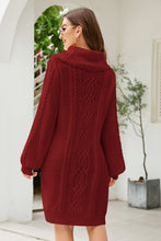 Load image into Gallery viewer, Womens Sweater Dress-Turtleneck Lantern Sleeve Sweater Dress
