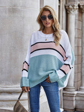 Load image into Gallery viewer, Womens Sweater-Woven Right Striped Horizontal Tunic Sweater
