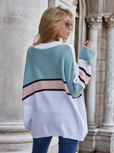 Load image into Gallery viewer, Womens Sweater-Woven Right Striped Horizontal Tunic Sweater
