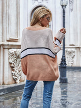 Load image into Gallery viewer, Womens Sweater-Woven Right Striped Horizontal Tunic Sweater
