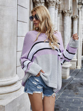 Load image into Gallery viewer, Womens Sweater-Woven Right Striped Horizontal Tunic Sweater
