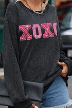 Load image into Gallery viewer, Womens Sweatshirt-XOXO Round Neck Dropped Shoulder Sweatshirt | top
