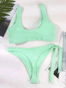 Womens Swimsuit-Knot Detail Wide Strap Bikini Set