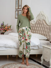 Load image into Gallery viewer, Womens Loungewear-Round Neck Top and Printed Pants Lounge Set | pajamas
