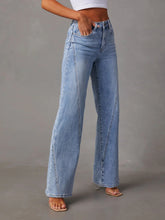 Load image into Gallery viewer, Blue Jeans-High Waist Straight Blue Jeans with Pockets | Blue Jeans
