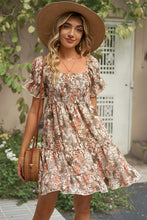 Load image into Gallery viewer, Womens Mini Dress-Smocked Printed Flounce Sleeve Mini Dress | Dress
