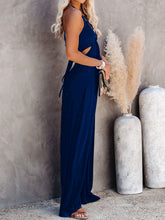 Load image into Gallery viewer, Womens Jumpsuit-Halter Neck Wide Leg Jumpsuit
