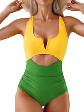 Load image into Gallery viewer, Womens Swimsuit-Tied Cutout Contrast One-Piece Swimwear | swimsuit
