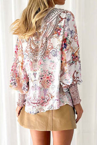 Womens Blouse-Printed V-Neck Long Sleeve Blouse | Tops/Blouses & Shirts