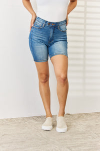 Judy Blue Full Size Tummy Control Double Button Bermuda Denim Shorts | Jean Shorts