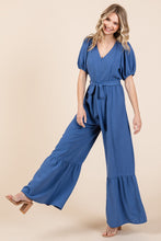 Load image into Gallery viewer, Womens Jumpsuit-GeeGee Full Size V-Neck Belted Wide Leg Jumpsuit | jumpsuit
