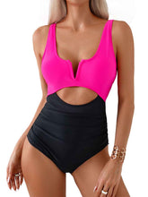 Load image into Gallery viewer, Womens Swimsuit-Tied Cutout Contrast One-Piece Swimwear | swimsuit
