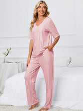 Load image into Gallery viewer, Womens Loungewear-Printed V-Neck Top and Pants Lounge Set | pajamas
