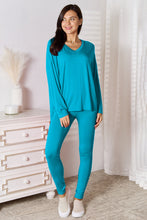 Load image into Gallery viewer, Basic Bae Full Size V-Neck Soft Rayon Long Sleeve Top and Pants Lounge Set | leggings
