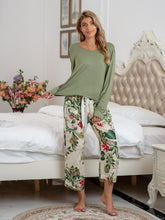 Load image into Gallery viewer, Womens Loungewear-Round Neck Top and Printed Pants Lounge Set | pajamas
