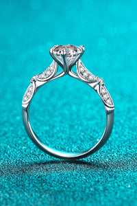 Moissanite Ring-925 Sterling Silver Inlaid Moissanite 6-Prong Ring