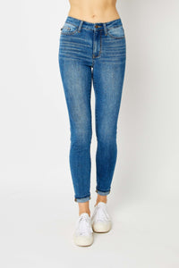 Judy Blue Full Size Cuffed Hem Skinny Jeans | Blue Jeans