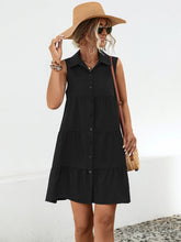 Load image into Gallery viewer, Womens Mini Dress-Button Up Sleeveless Mini Dress | Dress
