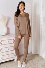 Load image into Gallery viewer, Basic Bae Full Size V-Neck Soft Rayon Long Sleeve Top and Pants Lounge Set | leggings
